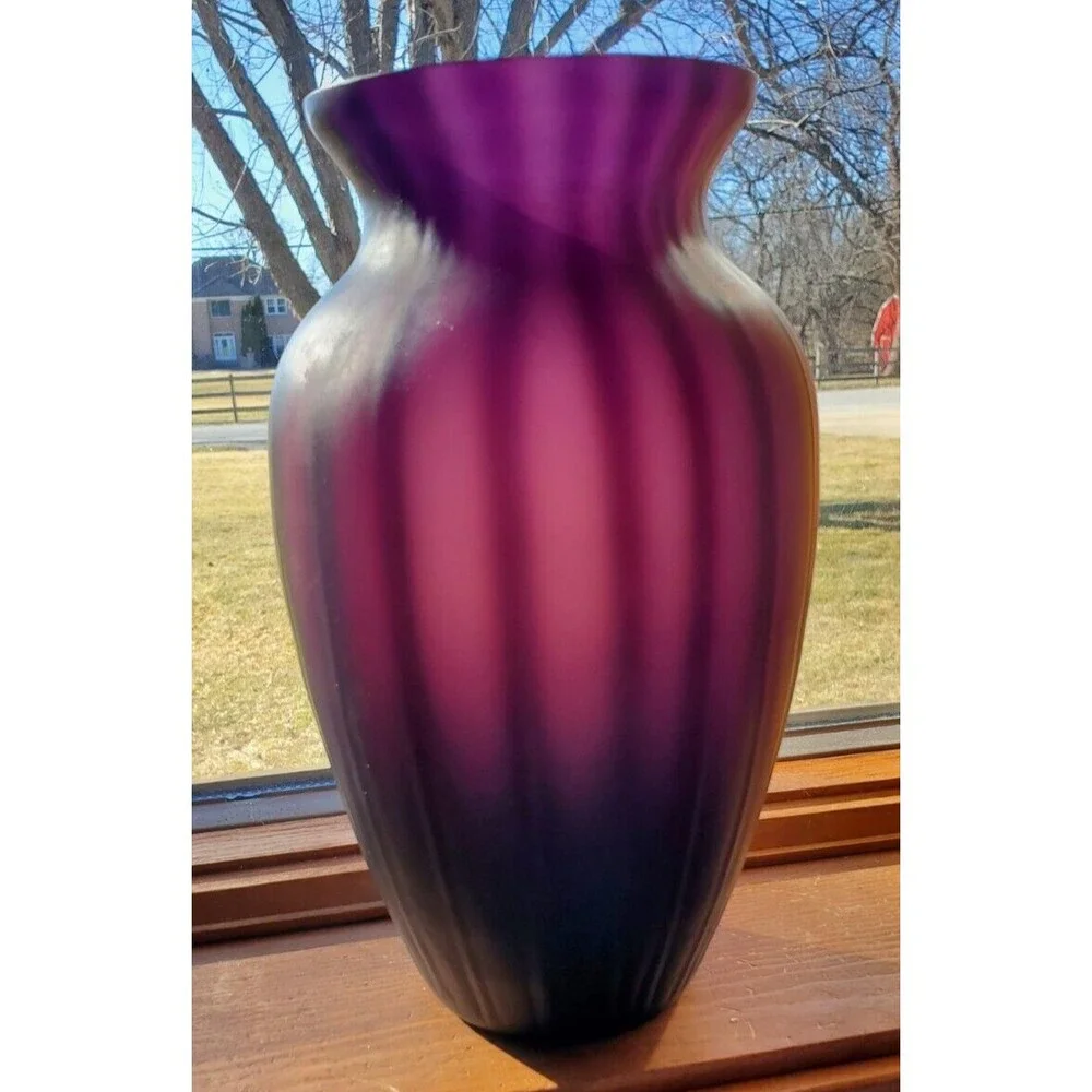 Beautiful Vibrant Amethyst Purple Frosted Blown Glass 10